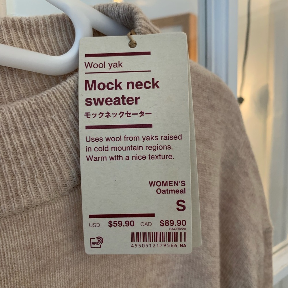 NWT Muji Mock Neck Yak Wool Sweater - Size S - Picture 4 of 11